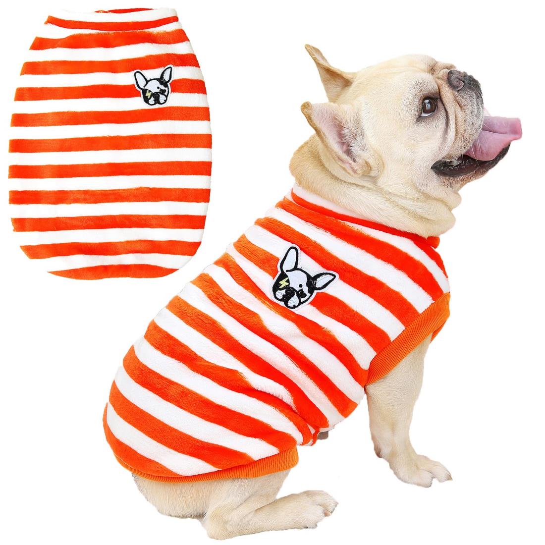 SMALLLEE_LUCKY_STORE 犬服 ペット服 縞模様 フレンチ ブルドッグ服 トレーナー セーター 犬の服 小中..