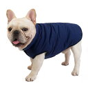 SMALLLEE_LUCKY_STORE ペット服犬服秋冬 ベストダウンジャケット 防寒 洋服小型犬中型犬 無地コート かわいい フレンチブルドッグ 服,ダークブルー,XL