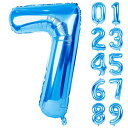 Lausatek バルーン アルミ風船 数字7 ナンバー 40インチ 大きい 誕生日 ハッピーバースデー 飾り付け 青 記念日 パーティー 約90cm ブルー