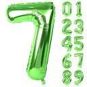 Lausatek バルーン アルミ風船 数字7 ナンバー 40インチ 大きい 誕生日 ハッピーバースデー 飾り付け ウェディング 記念日 パーティー 緑 約90cm グリーン