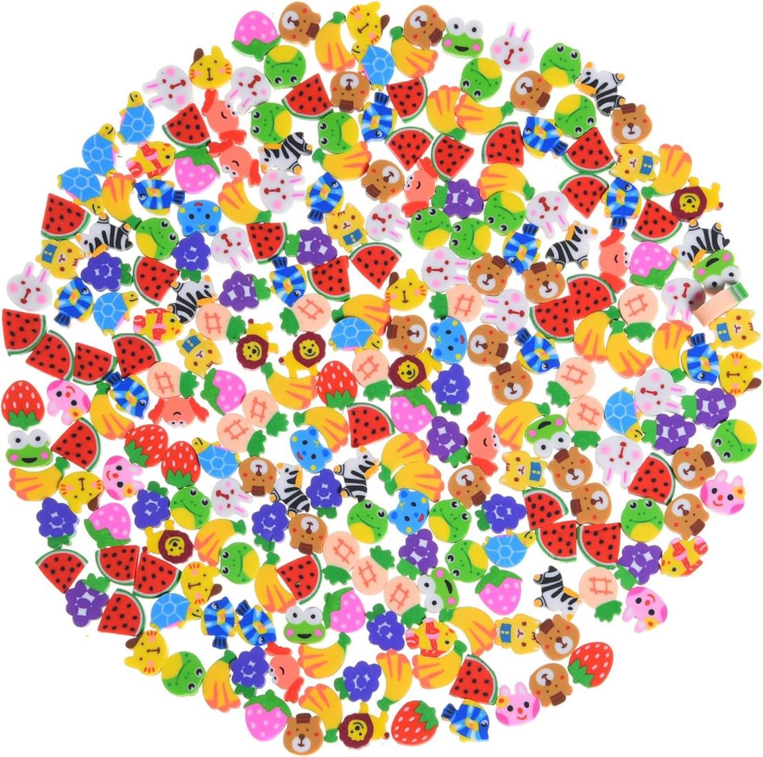 Coollooda ミニ消しゴム【約200個】鉛筆消しゴム フルーツ動物 愛らしい かわいいペット、動物、果物 家庭 学校 仕事 教室 子供用 ご褒美 ギフト ...