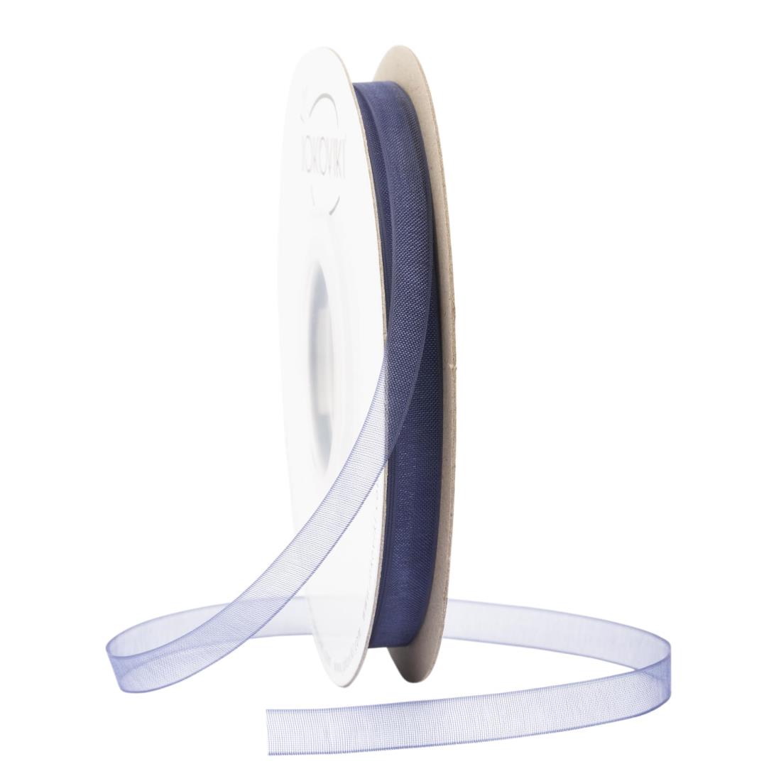 【JOKOVIKI】ネイビーオーガンジーリボン 6mm幅 - ギフト包装、ブーケ、ウェディング招待状、フラワー..