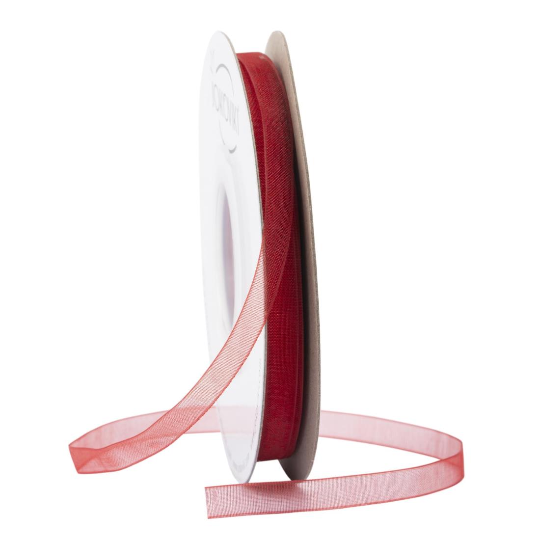 【JOKOVIKI】レッドオーガンジーリボン 6mm幅 - ギフト包装、ブーケ、ウェディング招待状、フラワーア..