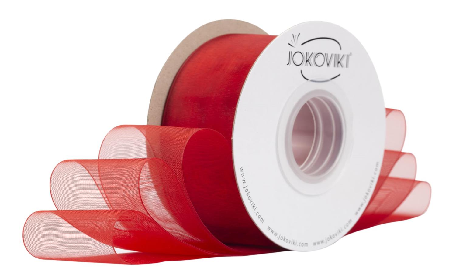 【JOKOVIKI】レッドオーガンジーリボン 38mm幅 - ギフト包装、ブーケ、リボン、フラワーアレンジメント..
