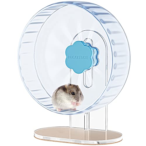 BUCATSTATE ハムスター スターライト 回し車 21 サイレントホイール まわし車 静音 安定 走りやすい 高さ調整可能 取り付け不要 かわいい 大直径 ホイール ストレス解消 ハムスター 小動物用 透明 ブルー 21cmのサムネイル