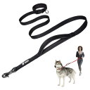 TSPRO ハンズフリーの犬用リード 調節可能な犬用散歩・ランニング用リード、コントロール安全パッドハンドルと重いクラスプつき、小型、中型、大型犬に対応 ブラック(BLACK)