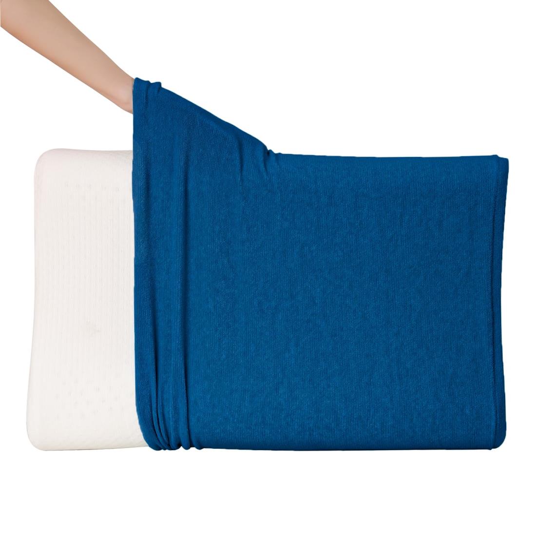 MISOLER 枕カバー のびのび枕カバー 伸縮タイプ 着脱簡単 抗菌防臭 柔らかい まくらカバー タオル地 パイル 洗える 筒型 無地·濃い·ブルー 約36X57cm（適応まくらサイズ 約 35x55～50x70cm）