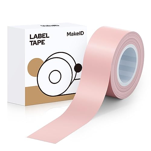 MakeID L1/Q1ラベルプリンタ—用紙全面ラベル ラベルシール 純正 感熱ロール紙 幅16長4m 手書き/値札/宛名/重量/番号/に適用 Android/IOS対応 (ピンク)
