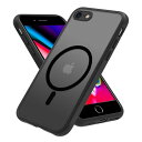 iPhone SE 第3世代 第2世代 ケース 半透明 MagSafe対応 iPhone8 ケース マグネット搭載 iPhone7 ケース カバー 米軍MIL規格 耐衝撃 マット感 黄ばみなし ストラップホール付き マグセーフ対応 ワイアレス充電対応 PinLiSheng(ブラック, iPhone SE2 iPhone SE3 iPhone8 iPhone
