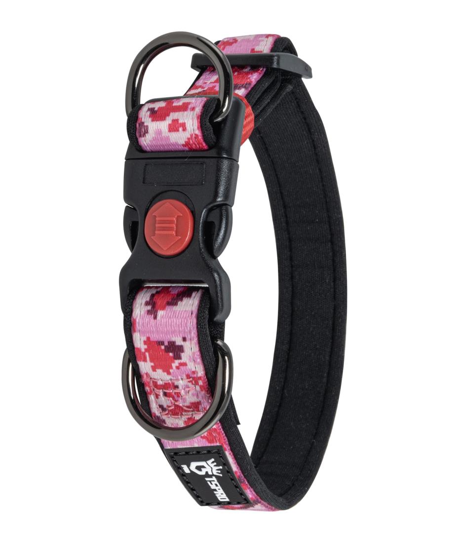 TSPRO ワンタッチ式ロック設計の首輪、ダブルDブタノ設計で脱落防止、ソフトパッドで心地よい装着感、クッション付きのクリップで簡単に取り付けが可能、ロック設計により首輪がより丈夫になり、中型小型の猫や犬に適したドッグコラール 色：（迷彩ピンク Pink Size 1）