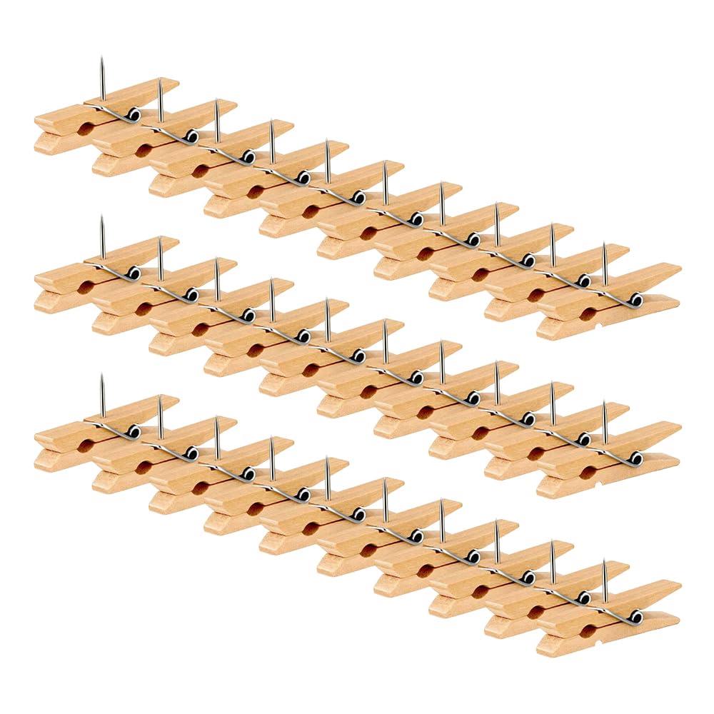 Mikankawa クリップ 木 ピン付き 画鋲クリップ 30個 ケース付き 写真固定用 コルクボード 写真壁 地図 ..