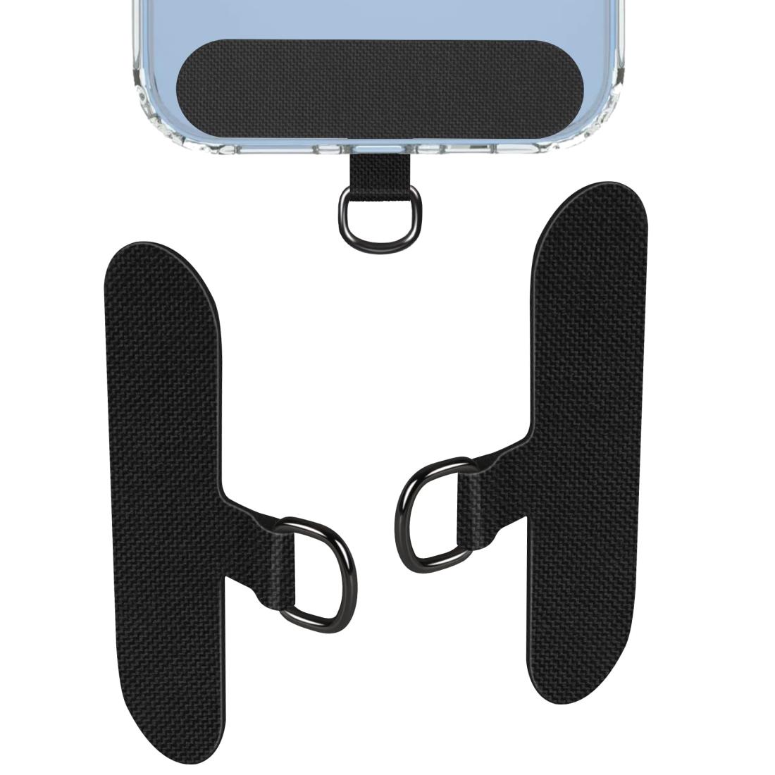 ストラップホルダー 2枚 スマホストラップ ストラップホール ストラップ・リストストラップ ストラップパッチ スマホショルダー 便利 全機種対応 紛失・落下・盗難 防止 （ブラック）