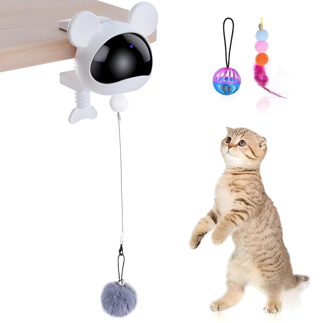 【アップグレード新登場】猫おもちゃ 電動 自 猫じゃらし 吊り下げ 一人遊び 動く バッテリー内臓 充電式 猫運動不足解消グッズ ストレス解消 鳥音 羽・もふもふボール・イヌハッカボール 糸アップグレードされ 猫を絡まりにくい 狩猟本能をくすぐる