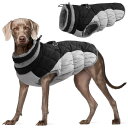 Kuoser犬用防寒ジャケット防寒コート 防寒ベスト 冬服 防寒防水対策 暖かい 小中大型犬適用 ファスナー付き 着脱簡単 防風服 雪対策 洗濯機洗い 冬用アウトドアウェア 黒
