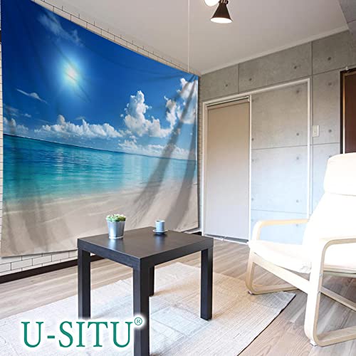 U-SITU タペストリー インテリア 壁飾り 壁掛け 自然景色 青海 青空 白雲 白浜 オシャレ 布ポスター 雰囲気転換 背景 多機能 のれん カバー 目隠し（サイズ：幅200×丈150cm）カラー：138B ps-direct-10004672 PS-Direct サンプル画像3