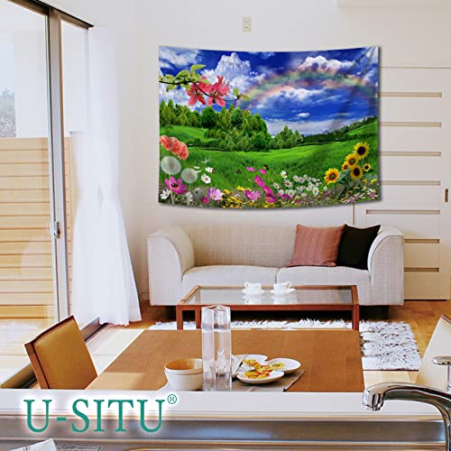U-SITU タペストリー 壁掛け 壁飾り 花 森 虹 春 オシャレ 背景 多機能 布ポスター インテリア 雰囲気転換 （サイズ：幅150×丈200cm）カラー：496A ps-direct-10004679 PS-Direct サンプル画像2