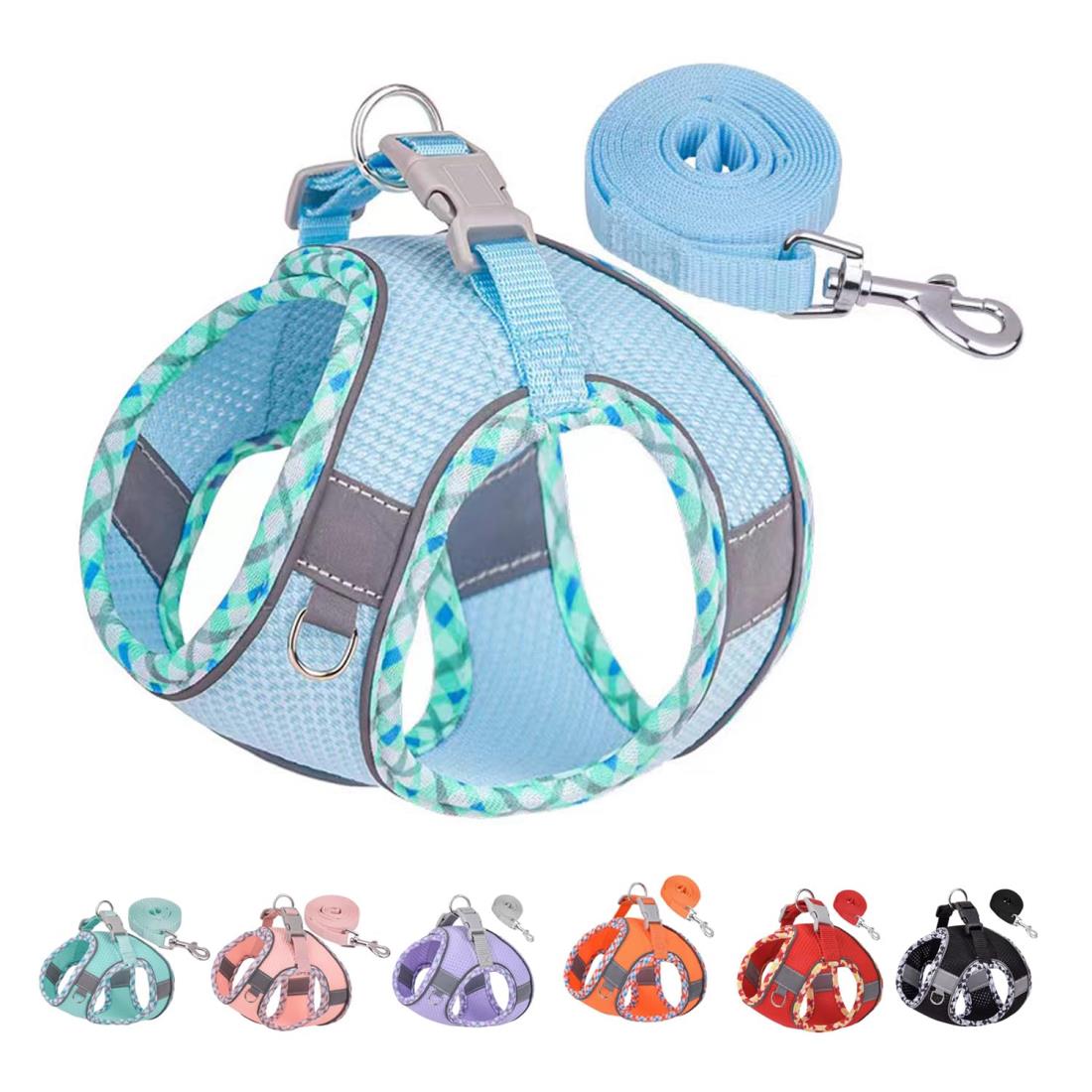 ペット用ハーネス犬 ハーネス超小型犬のハーネス 中型犬歩行、ランニング、トレーニングに便利な犬用ハーネスとベルトセット小型犬用ハーネス、小中型犬用ハーネス (ブ...