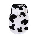 RIOSTUDIO 犬服 秋冬 XS〜XXL 犬の服 Dカン付き 犬 猫 ドッグウェア タンクトップ ペット服 秋冬 乳牛柄 牛柄 ホルスタイン柄 モコモコ ふ...