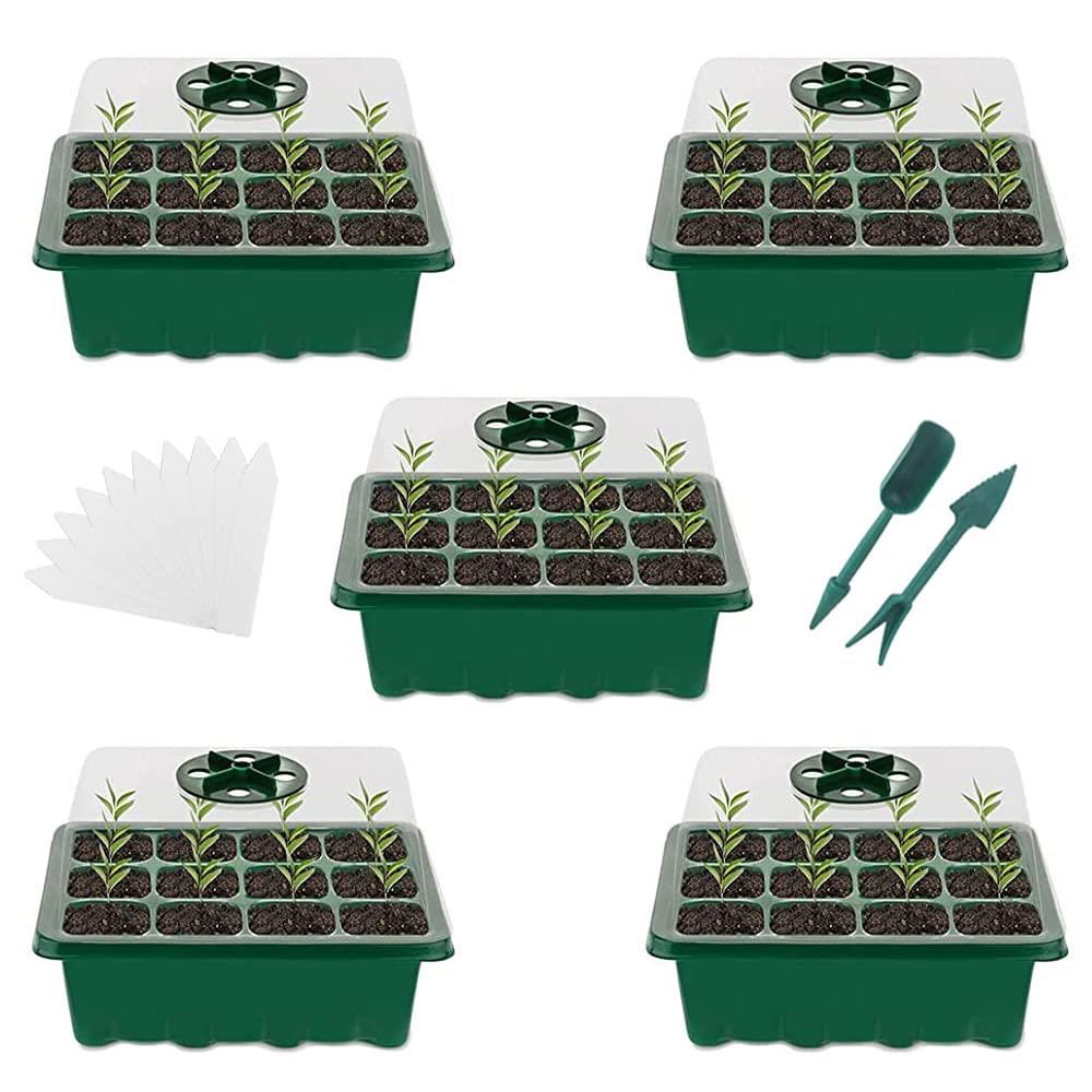 【5セット】 育苗ポット 育苗トレイ 12穴育苗 ホワイトラベル10個+移植ツール2個 園芸用品 種まきハウ..