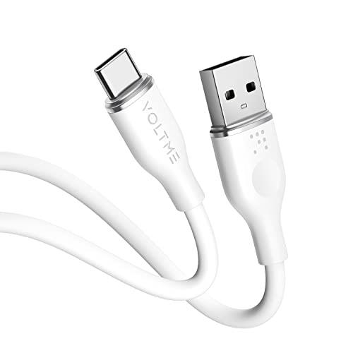 VOLTME USB Type C ケーブル 柔らかいシリコン製 絡まない 断線防止 急速充電 QuickCharge3.0対応 Xperia/Galaxy/LG/iPad Pro/MacBook その他 Android(アンドロイド) 等 USB-C機器対応 在宅勤務支援 USB-A & USB-C （1m ホワイト）