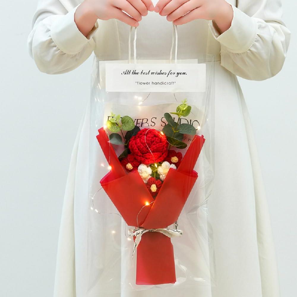 siawadeky ローズ 花束 おしゃれ かぎ針編み 手作り バラブーケ 枯れない花 アートフラワー 毛糸の花束..