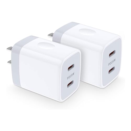 急速充 電器 Type-C USB充電器 25W 2ポートType-C*2 【2個セット】 iPhone 充電器 タイプc type c コンセント [PD3.0対応/ Gan採用/PPS急速協議対応/PSE認証済み] iPhone15シリーズ/Galaxyシリーズ/iPad/Macbook Air/Surface/その他 PD25Wの規格内で充電可能な機器 ホワイト