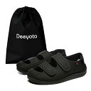 DEEYOTA 介護シューズ スニーカー シニア シューズ 老人靴 フルオープンタイプ サンダル 高齢者用 調節可能 幅広 リハビリ 介護用靴 敬老の日 ブラック2 23.5 cm