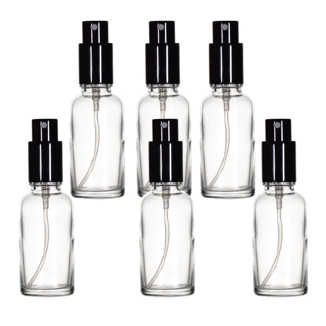 Yizhao 遮光スプレーボトル 30ML透明、ガラス霧吹き、遮光瓶 蓄圧式のスプレーボトル（硝子瓶・アトマイザー）、 詰替ボトル 為 小分け用/クリーニング/アロマ/エッセンシャルオイル/携帯用/旅行用/香 水化粧品/消毒用-6本
