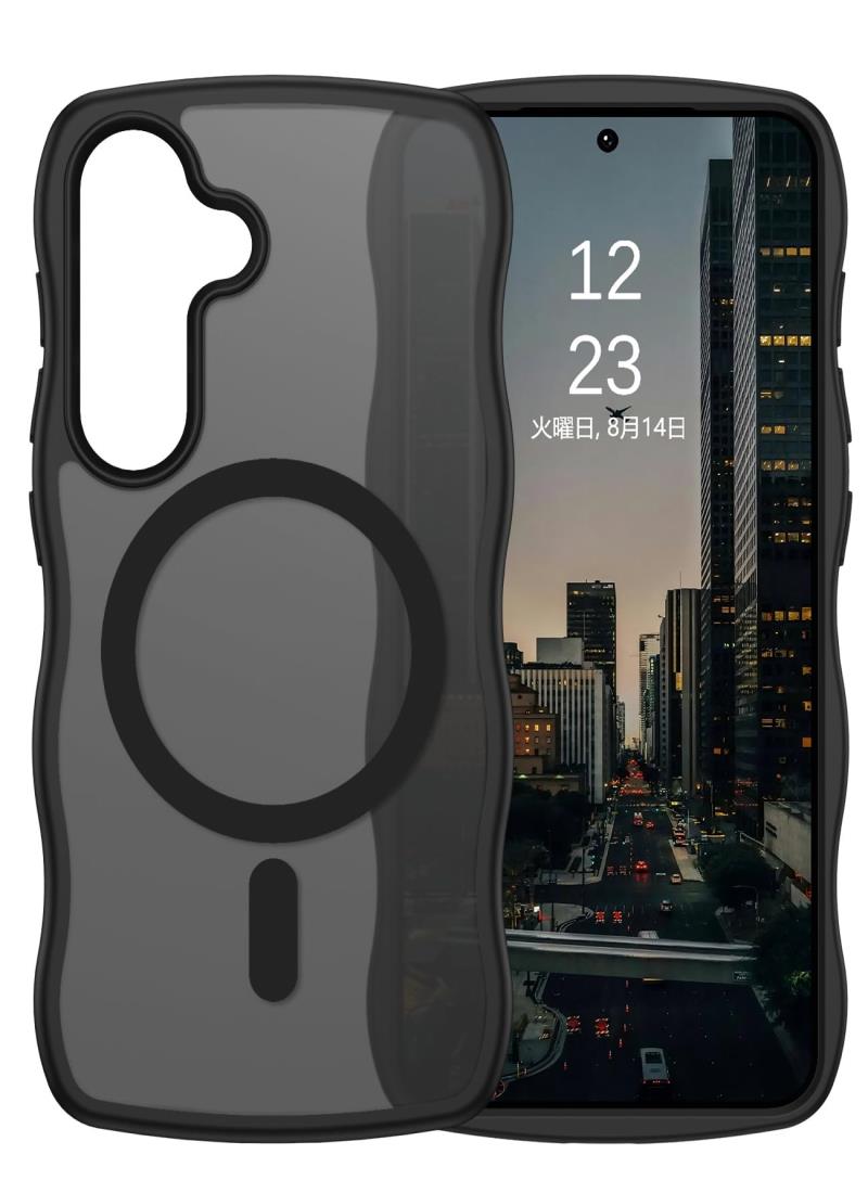 GUAGUA Samsung S25/S24 ケース MagSafe対応 ウェーブ 半透明 Galaxy25 Galaxy24 可愛い マグセフケース うねうね 可愛い クリア 耐衝撃 指紋防止 ギャラクシー S25 S24 マグネット バンパー ワイヤ レス充電 マット感 滑り止め ストラップホール付き サムスン ギャラクシー