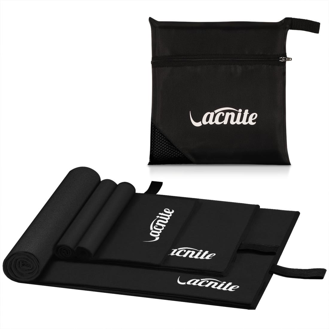 VACNITE 2枚 速乾タオル 152*78cm+80*38cm 3枚 スポーツタオル 152*78cm+80*38cm+38*38cm 収納袋付き 超吸水 柔らかい 色褪せない 防臭 高い耐久性 軽量 湿気 梅雨対策 旅行タオル バスタオル 水泳/スポーツ/旅行/家庭用 (3枚セット ブラック)