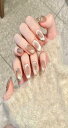 BIBII Nails手作り ネイルチップ キット 付け爪 長い オーバル 3D爪 finger suit 春夏 韓国 人気 10枚入薄い色 キャットアイ マグ...