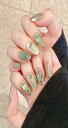 BIBII Nails手作り ネイルチップ キット 付け爪 長い3D爪 緑 花柄 春夏 韓国 人気 10枚入 ロング つけ爪 キャットアイ マグネット 100%...