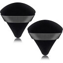 パウダーパフ スポンジパフ 2個入 扇形 多機能 柔らかい メイクパフ メイク用スポンジ 化粧パフ 乾湿兼用 美容 メイクツール (ブラック)