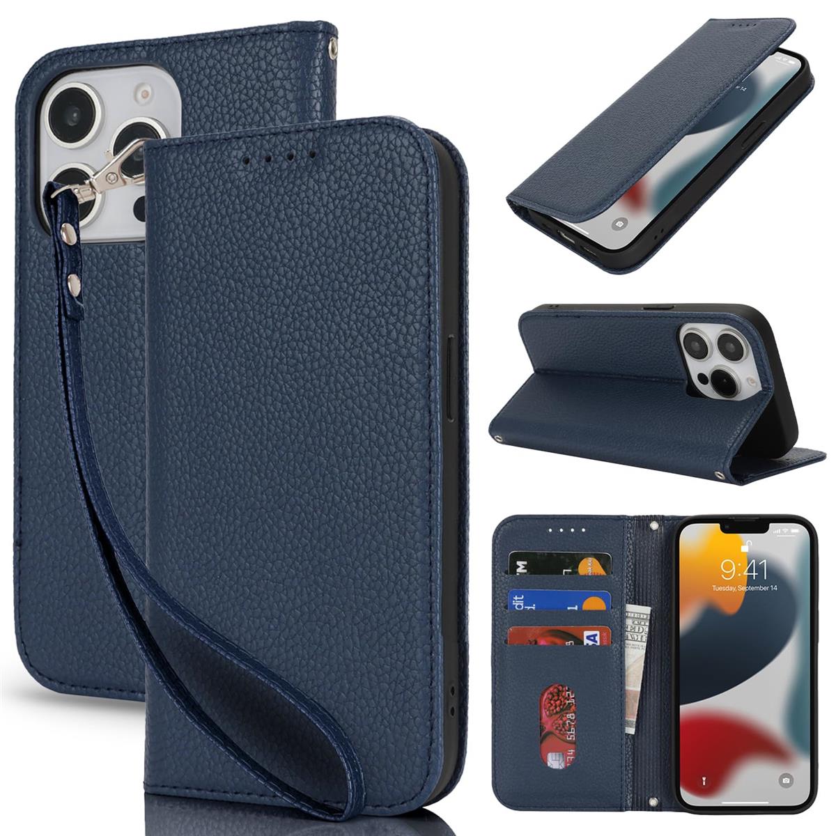 Rakuten - 【Hamany】 対応 iphone 13 pro max ケース 手帳型 ストラップ iphone 12 pro max ケース カード収納 スタンド機能 アイホン12プロマックスケース マグネット式 レザー スマホケース iphone13プロマックス ストラップ付き 耐衝撃 耐久性 耐摩擦 携帯カバー -ブルー