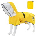 MAMORE 犬用レインコート かっぱ ポンチョ 防水 撥水 通気 軽量 ドッグ ジャケット ペット雨具 小型犬 中型犬 大型犬 脱着簡単 反射 調整 収納可 メッシュ裏 リード穴 (イエロー, L)