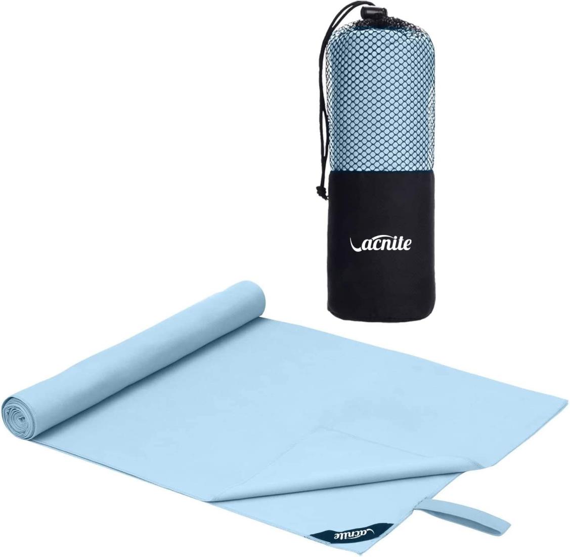 VACNITE 速乾タオル 超吸水 柔らかい 色褪せない 防臭 高い耐久性 軽量 収納袋付き 湿気 梅雨対策 旅行タオル バスタオル 水泳/スポーツ/旅行/家庭用 (水色, 80*38cm)
