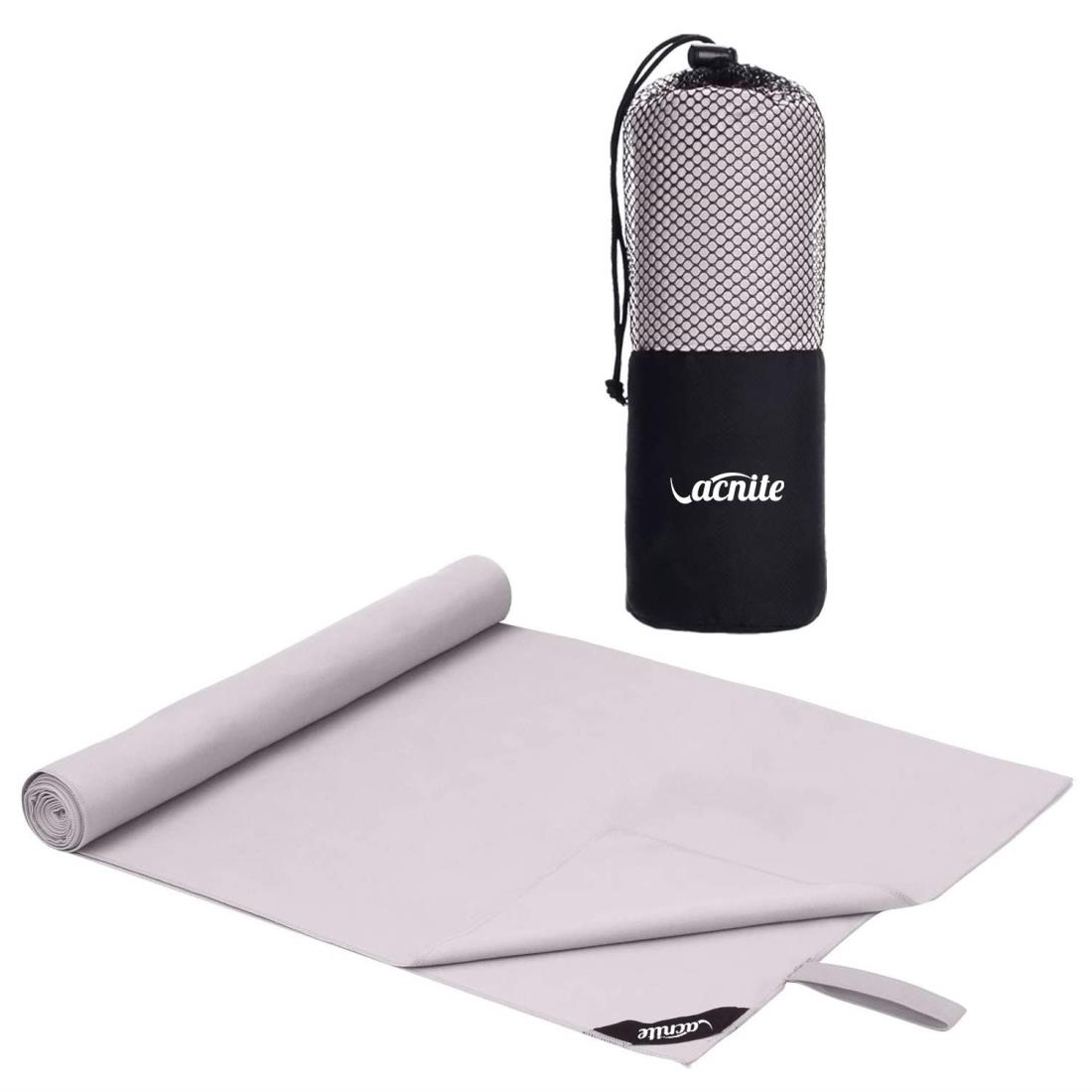 VACNITE 速乾タオル 超吸水 柔らかい 色褪せない 防臭 高い耐久性 軽量 収納袋付き 湿気 梅雨対策 旅行タオル バスタオル 水泳/スポーツ/旅行/家庭用 (グレー, 80*38cm)