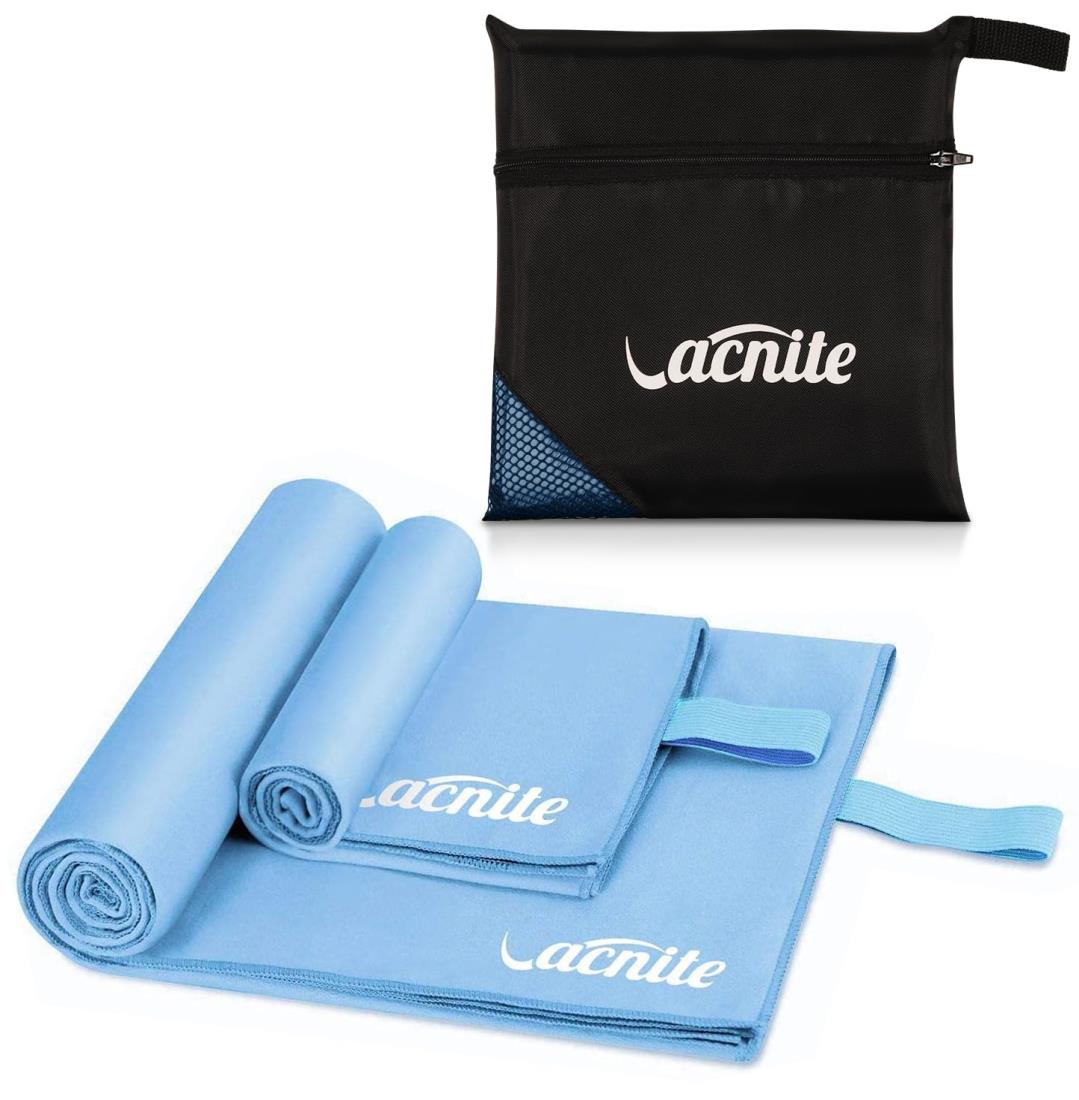 VACNITE 2枚 速乾タオル 152*78cm+80*38cm 3枚 スポーツタオル 152*78cm+80*38cm+38*38cm 収納袋付き 超吸水 柔らかい 色褪せない 防臭 高い耐久性 軽量 湿気 梅雨対策 旅行タオル バスタオル 水泳/スポーツ/旅行/家庭用 (2枚セット ブルー)