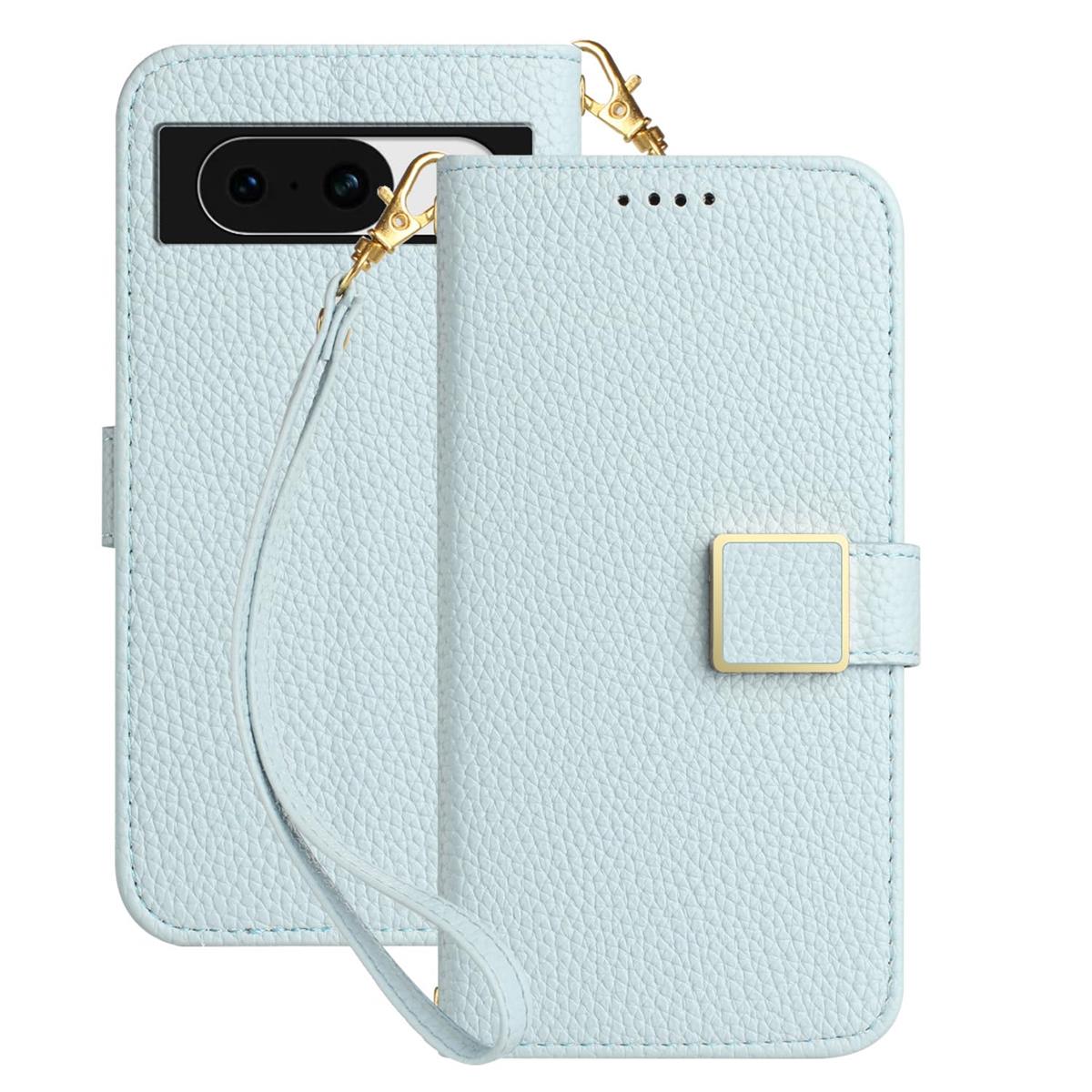 Rakuten - Deeaar Google Pixel 8a ケース手帳型 人気 スマホケース ピクセル 8a 財布型 カバー カードポケット付き 軽量 薄型 全面保護 贈り物 Pixel8a カード収納 スタンド機能 横置きスタンド機能 擦り傷防止 ケース (Google Pixel 8A 6.1 inch対応) - アイスブルー