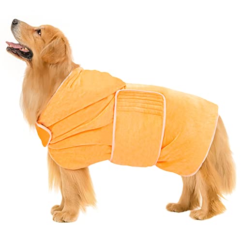 Avont 犬用バスローブ 犬用バスタオル ボディタオル シャンプータオル シャンプーシート 超吸収性 速乾ペット用ローブ -イエロー