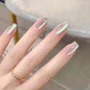 BHIDENAW ネイルチップ 24枚入 ネイルチップ ショート 春夏 ネイルチップ 人気 和風 かわいい シンプル おしゃれ 成人式 入学式 卒業式 結婚式 パーティー できます ネイルシール 花嫁ネイル 光沢 つけ爪 両面テープ ウッドスティック (ライトカラー - H52, M)