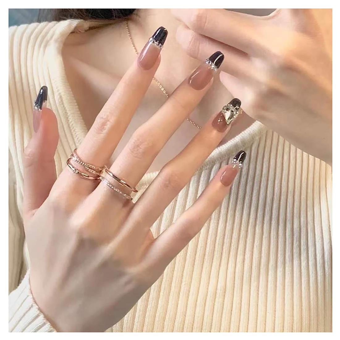 Lwenjing ネイルチップ 付け爪 チップ 3D ネイルチップ 手作りネイルチップ 結婚式ネイルチップ かわい..