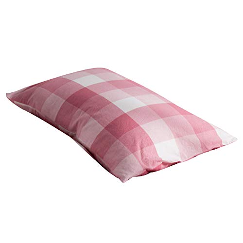枕カバー 75×50cm(70x50cmも可）無地 チェック柄 ピローケース 8色 (ホワイト·ピンク)