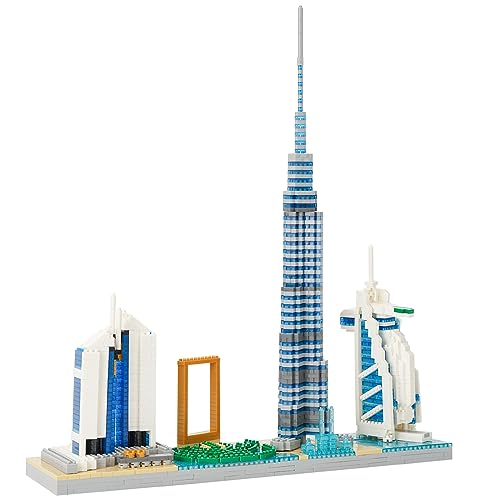 LULUFUN マイクロブロック ドバイ シティシリーズ スカイライン アーキテクチャー 建築 ブロック Dubai ブルジュ・ハリファ おもちゃ プレゼント インテリア プレゼント 子供 大人 暇つぶし ギフト 誕生日 クリスマス 贈り物（2545PCS)