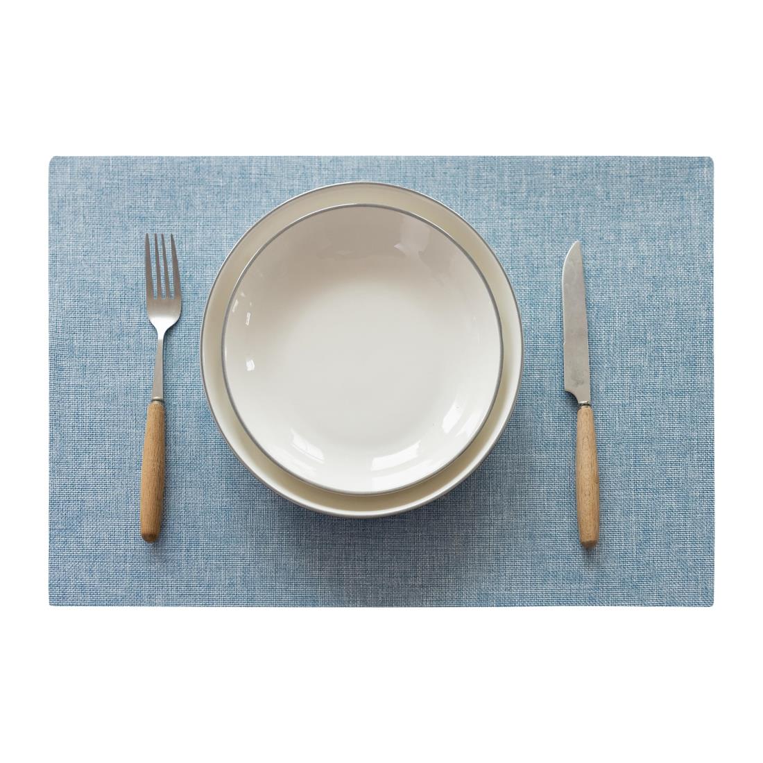 Demetex バーシブル ランチョンマット 布製 綿麻 おしゃれ 北欧 雑貨 ランチマット パーティー 高級 プレイスマット プレースマット 無地 テーブルウェア ギフト プレゼント、ブルー