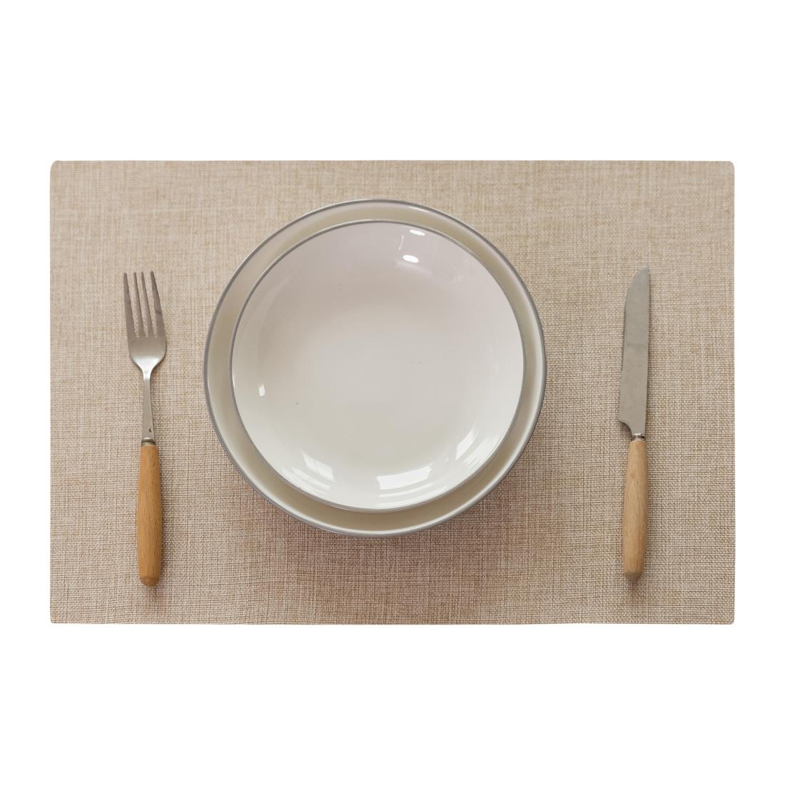 Demetex バーシブル ランチョンマット 布製 綿麻 おしゃれ 北欧 雑貨 ランチマット パーティー 高級 プレイスマット プレースマット 無地 テーブルウェア ギフト プレゼント、淡色リネン