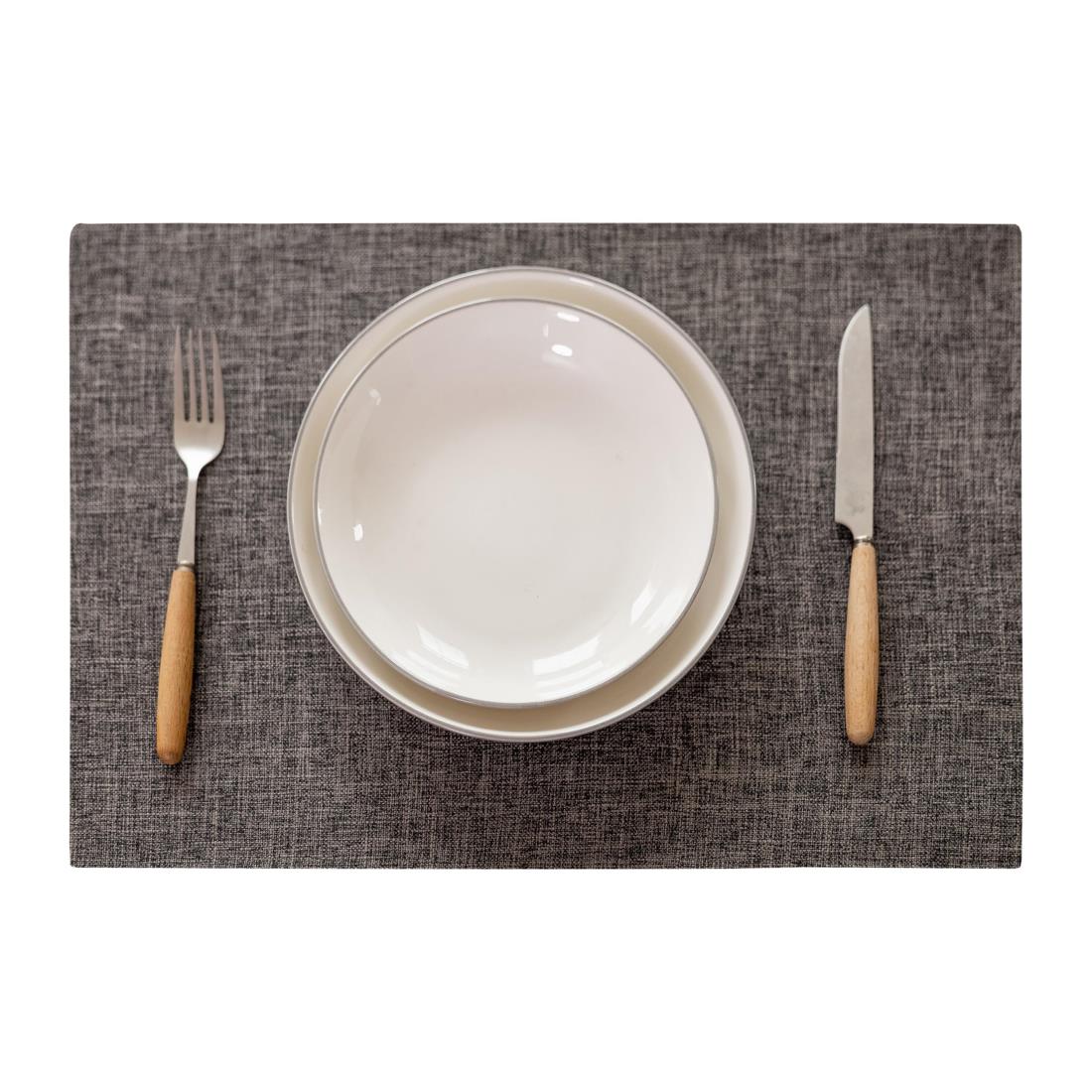 Demetex バーシブル ランチョンマット 布製 綿麻 おしゃれ 北欧 雑貨 ランチマット パーティー 高級 プレイスマット プレースマット 無地 テーブルウェア ギフト プレゼント ダークグレー