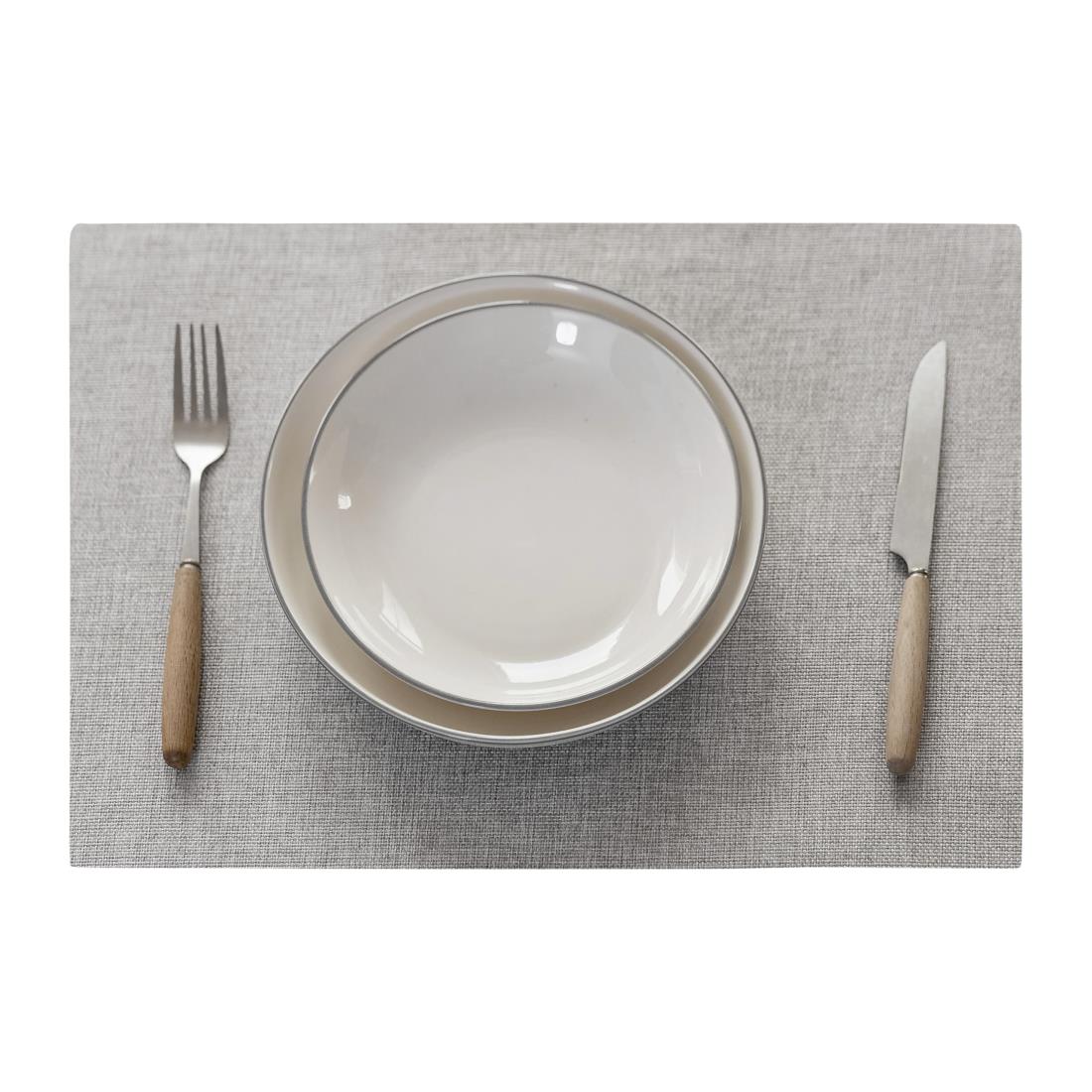 Demetex バーシブル ランチョンマット 布製 綿麻 おしゃれ 北欧 雑貨 ランチマット パーティー 高級 プレイスマット プレースマット 無地 テーブルウェア ギフト プレゼント、薄いグレー