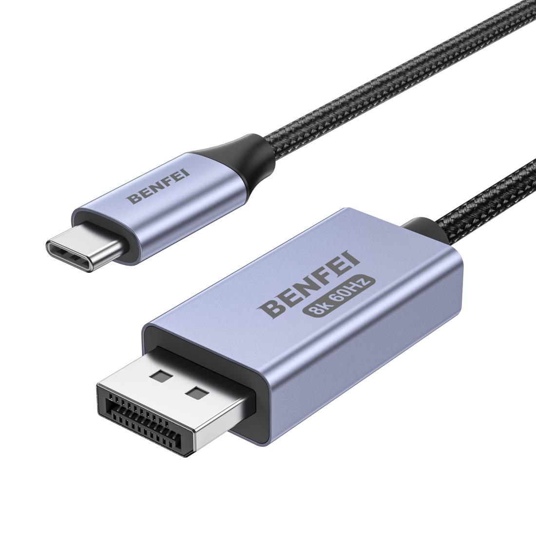 BENFEI 双方向 USB C - DisplayPort 1.4 ケーブル 8K@60Hz/4K@240Hz をサポートしています（Thunderbolt 4 to DisplayPort ケーブル、DisplayPort to USB C ケーブル グレー色で, 1.8M) ポータブル USB-C モニターには対応していません。