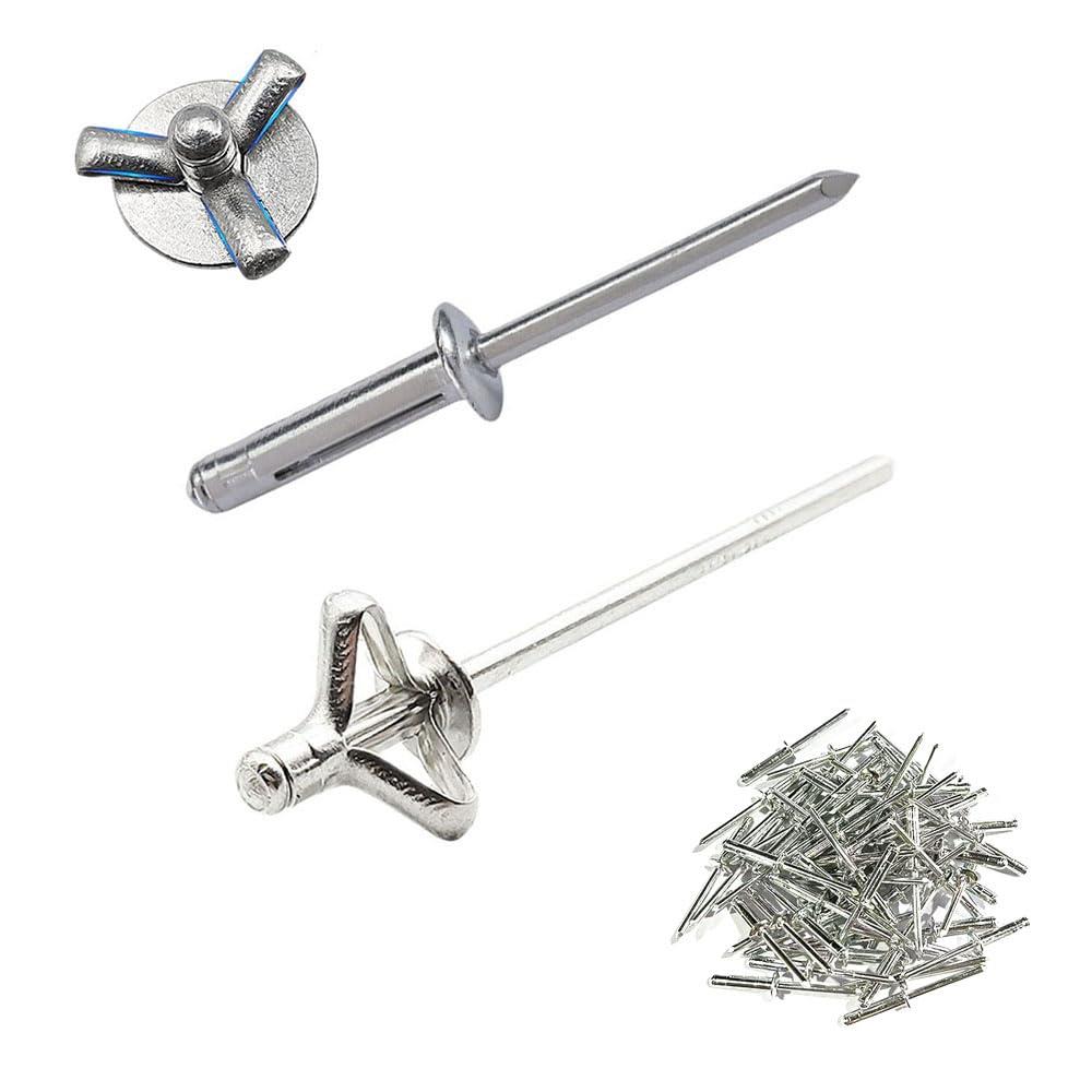 BIUTEFOR ブラインドリベット 60個セット 直径 4.8mm アルミ合金 アルミニウム 耐食 耐圧 シルバー折りたたみブラインドリベット